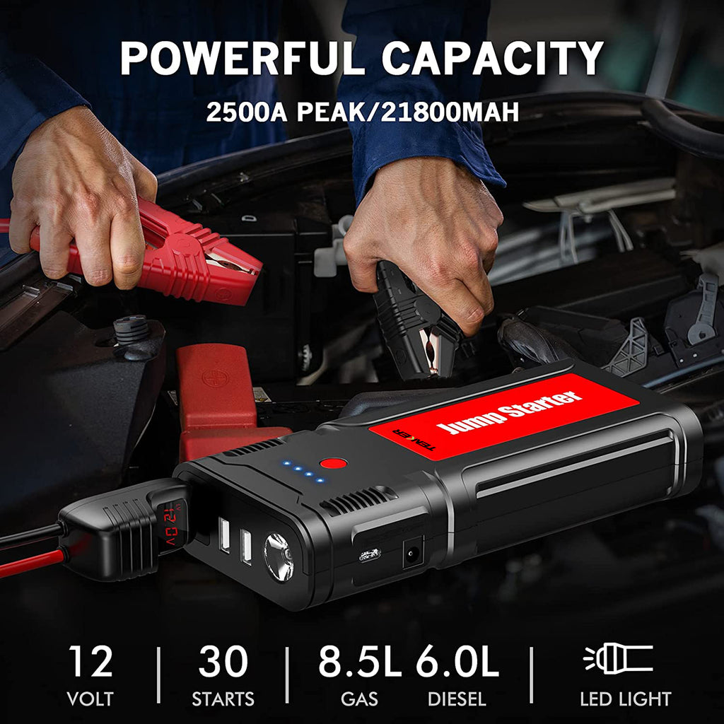 TENKER Car Battery Jump Starter 2500A 21800mAh - for up to 8.0L