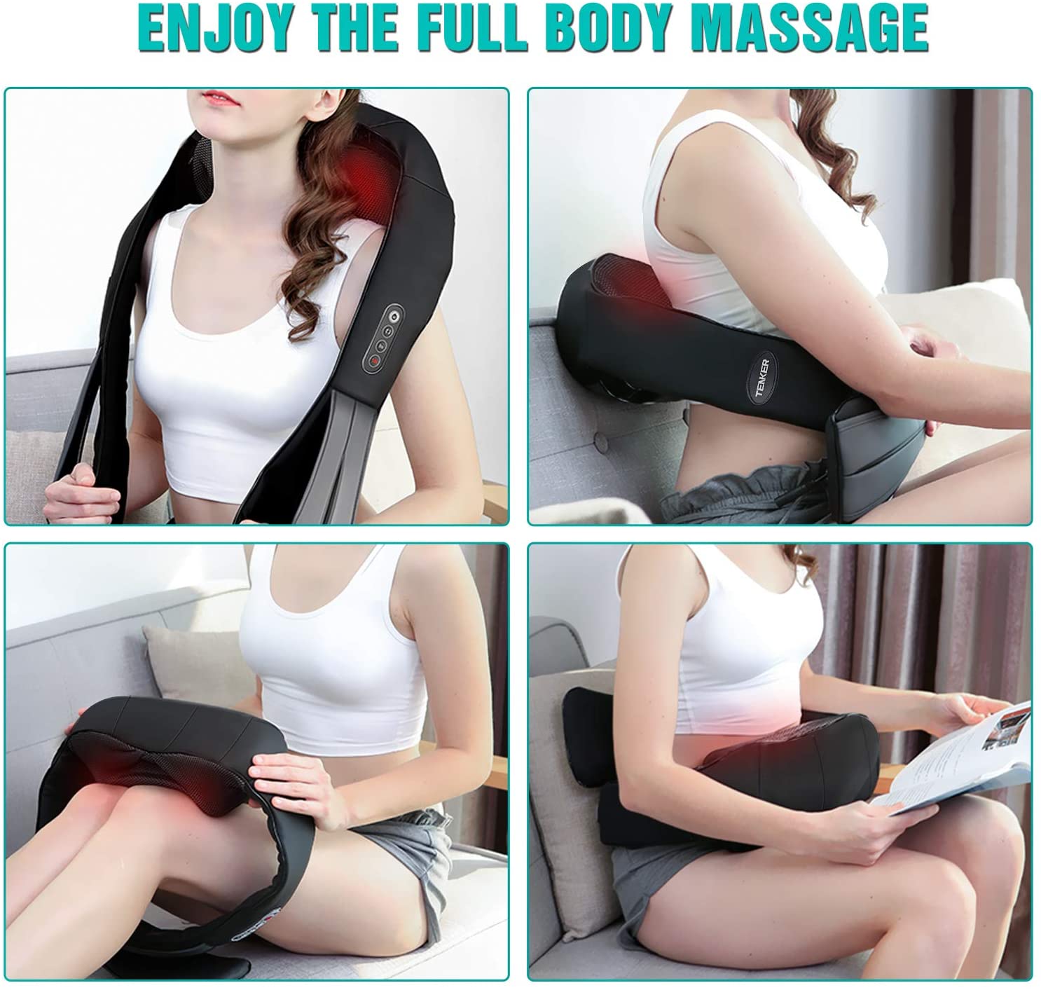 MaxKare Shiatsu Neck Shoulder Massager Electric Back Massage with Heat